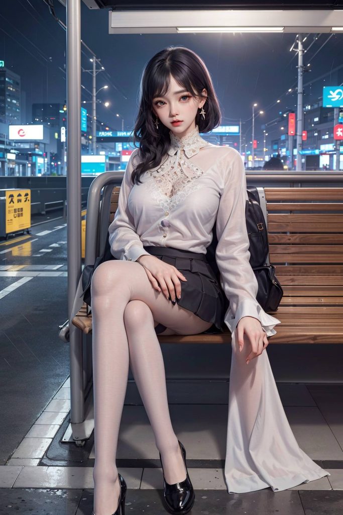 AI繪畫 051 黑白絲 電車 M腿 大擺誘姿[41P/112MB]插圖1