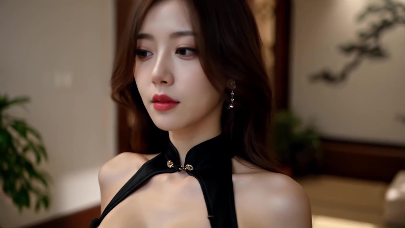 I Video 025 Romance in a Black Cheongsam – Chill R_B Vibes – Music Video[4K/1V/395MB]插圖1