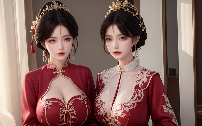 AI繪畫 486 新娘姐妹花[46P/409MB]-無料攝影圈