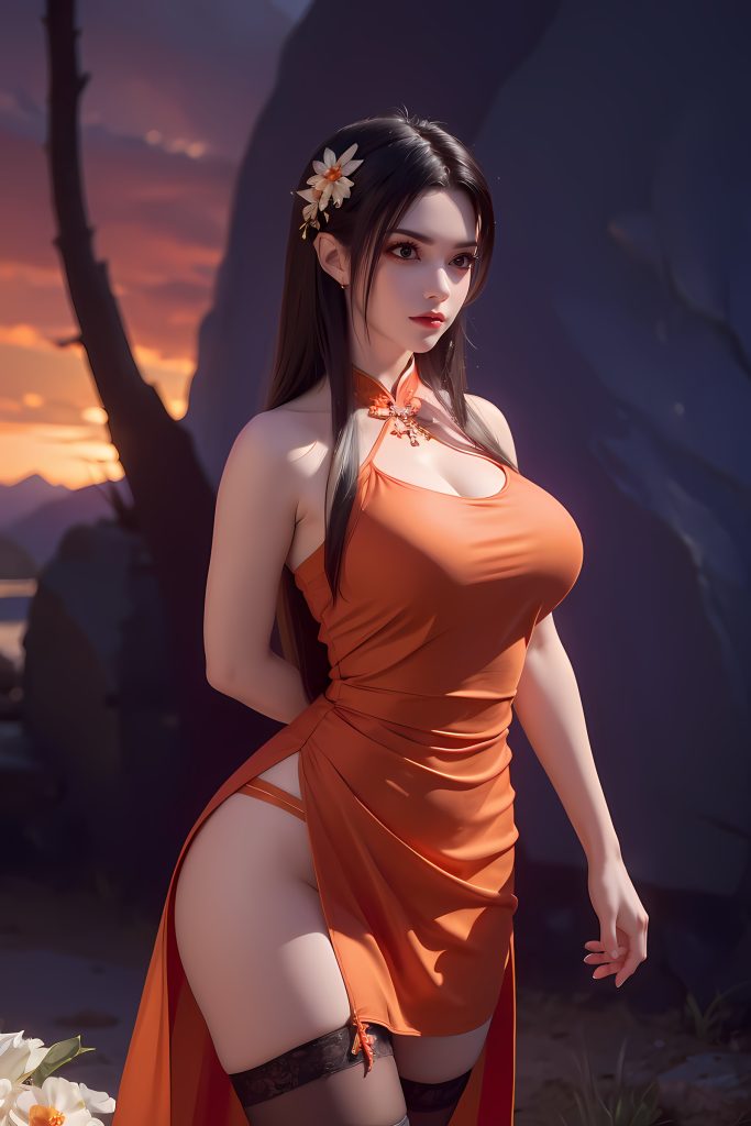 AI繪畫 580 美杜莎 橙色旗袍[49P/348MB]插圖1