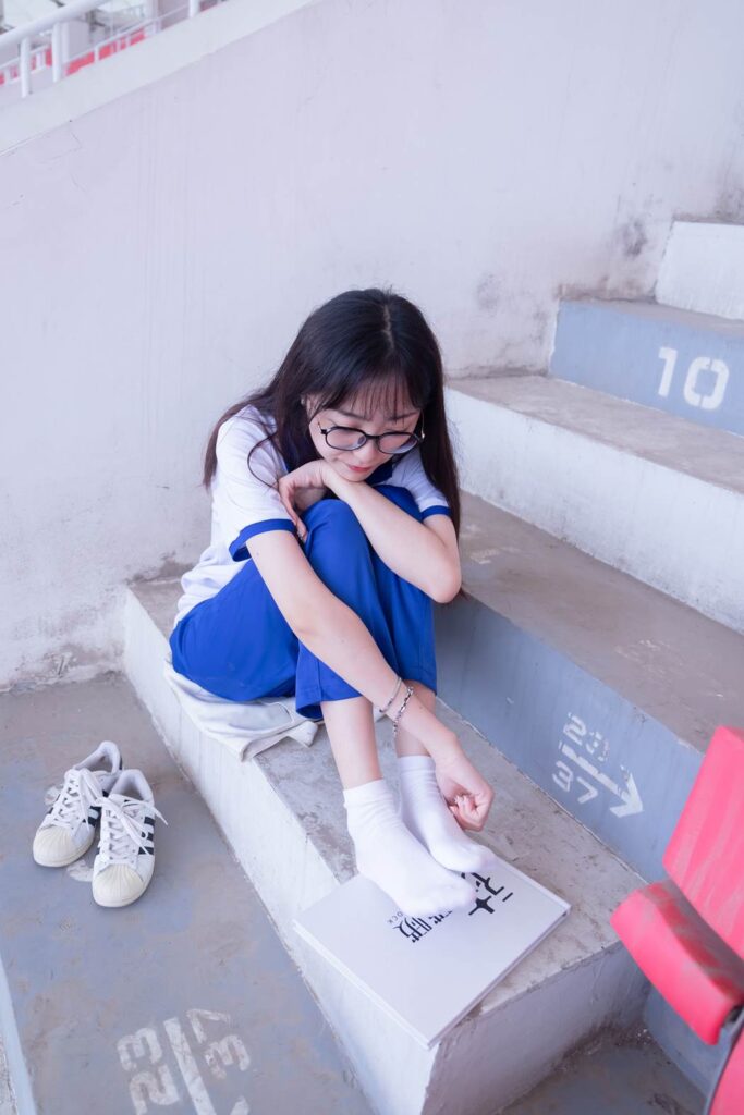 [BoBoSocks襪啵啵]NO.002 稚予-校服、貝殼頭、白棉襪、裸足 [139P+1V/2.99GB]插圖4